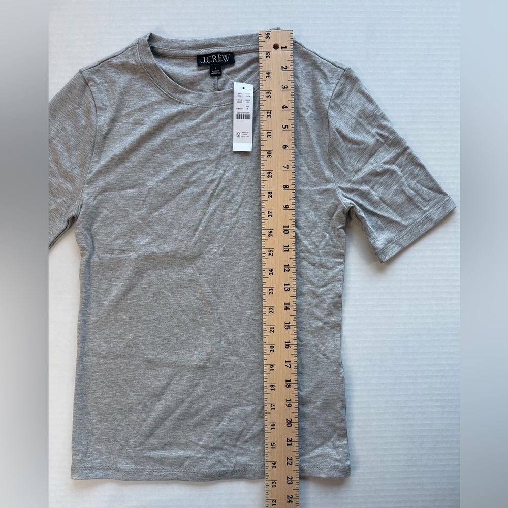 NWT J. Crew Refined Rib Elbow-Sleeve T-Shirt Heather Gray Silver Size S C1023 - Picture 8 of 15